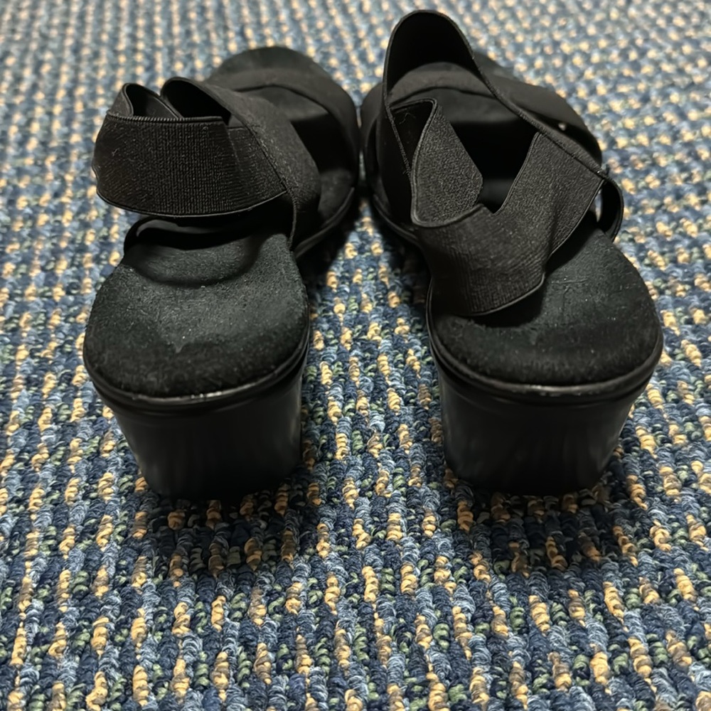 San Miguel Sandals in stretchy black fabric with wedge heel. Size 7. GUC - Picture 3 of 5